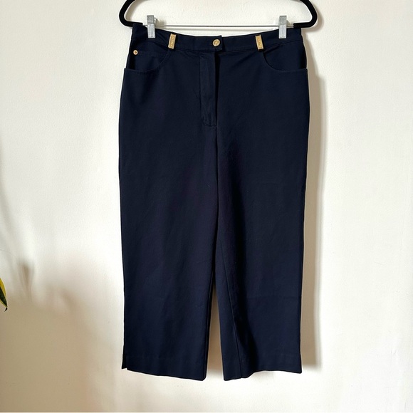 St. John Sport Cropped Pants Deep Navy Color Size 12 - Picture 1 of 10